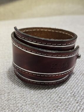 (3 for $10 Jewelry!) Brown Leather Wrap Bracelet with White Stitching
